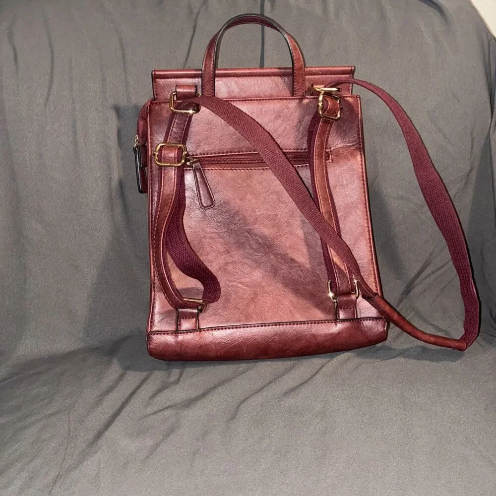 Convertible backpack and shoulder Maroon/Burgundy
